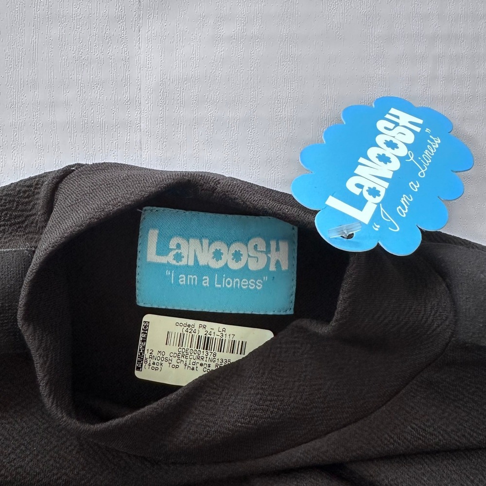 Lanoosh Kids Black Textured Long Sleeve Top Infant Size 12 Months Made in USA - Picture 2 of 6
